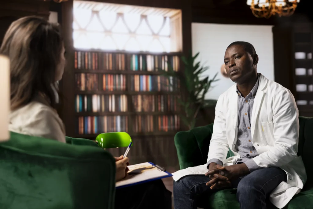 african american medic meeting with psychotherapis 2025 02 20 02 43 49 utc