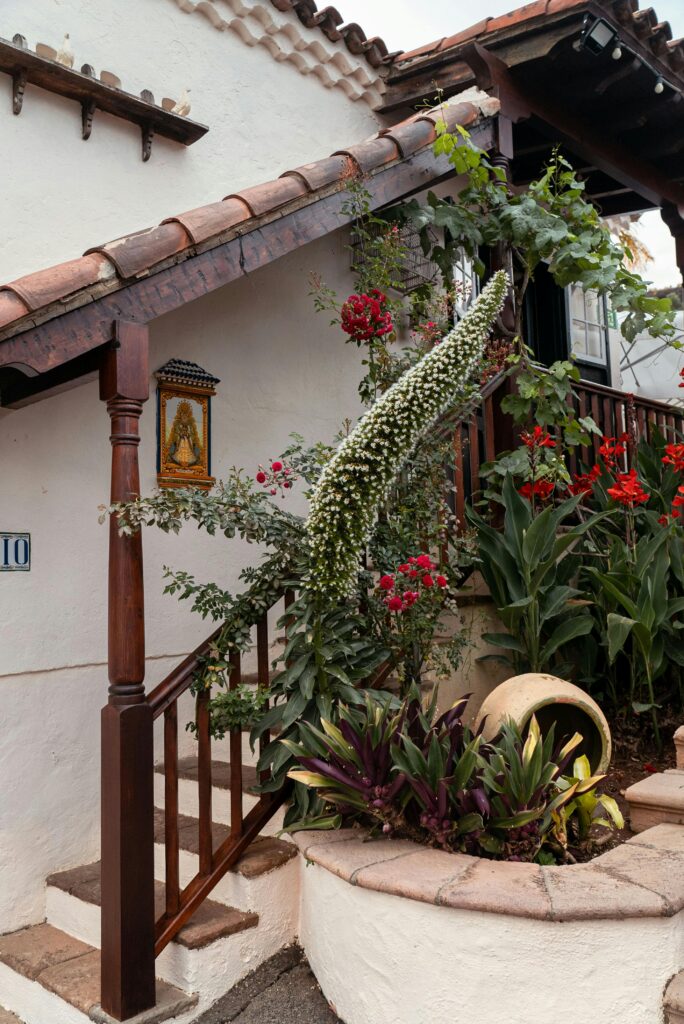 Peaceful residential treatment setting in San Juan Capistrano with calming outdoor spaces, Spanish style architecture, and supportive surroundings for luxury addiction recovery and healing.